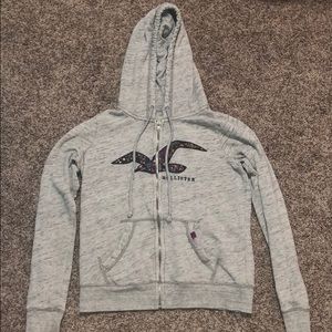 Large Hollister zip up hoodie.
